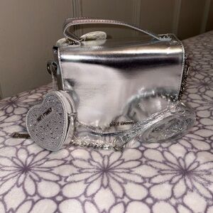 Silver Steve Madden Purse With Bling Wallet